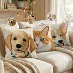 Personalized Pet Photo Imitation Embroidery Design Soft Throw Pillow Cover with Pet's Name Home Sofa Decor Memorial Birthday Gift for Pet Owners
