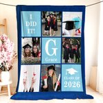 Spersonalizowany miękki koc z imieniem i tekstem Nine-Grid 6 Photos Graduation Cap Prezent na przyjęcie dla absolwentów