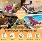 Personalisiertes Strandtuch im Doodle-Stil | mit Namen | schnelltrocknend und übergroß | Sommer Geburtstag Geschenk für Kinder Familie und Freunde