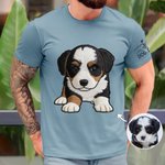 Personalized Faux Embroidery Pet Portrait T-shirt Sweatshirt with Text Birthday Anniversary Gift for Pet Lovers
