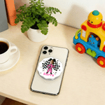 Personalized Cartoon Racing Elements Photo Acrylic Magnetic Phone Grip Stand Holder with Name Birthday Gift for F1 Fans Motorsports Enthusiasts