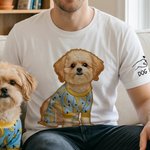 Personalized Faux Embroidery Pet Portrait T-shirt Sweatshirt with Text Birthday Anniversary Gift for Pet Lovers