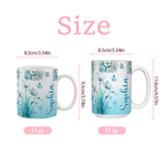 Personalized Birth Flower Ceramic Coffee Mug with Name Daily Use Birthday Anniversary Mother's Day Gift for Mom Woman