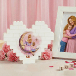 Personalised Love Heart Cartoon Character Moon Building Brick with Name Mother's Day Gift for Mother