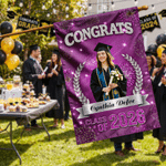 Henkilökohtainen monivärinen luokka 2026 Photo Garden Flag nimi ja vuosi Garden koristelu Valmistuminen lahja Graduate