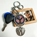 Personalisierte Engelsflügel Veteran Foto Auto hängenden Ornament mit Namen Zubehör Sympathie Memorial Day Geschenk für Familie Autobesitzer