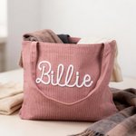 Personalised Multi-Colour Large Capacity Corduroy Tote Bag with Name Daily Use Birthday Gift for Friend Bridesmaid