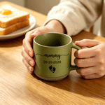 Personalized Footprint 12 oz Ceramic Mug with Title and Date Daily Use Mother's Day Father's Day Gift for Mom Dad