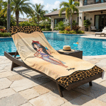 Personalised Leopard Print Cute Cartoon Characters Oversized Quick Dry Beach Towel with Name Beach Party Birthday Gift for Woman Best Friend