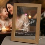 Personalised Watercolor Birth Flower Vase Acrylic LED Night Light with Names Text and Wooden Frame Mother's Day Birthday Gift for Mom Grandma