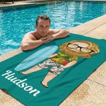 Gepersonaliseerde Cartoon Character Quick Dry Zachte Oversized Strandhanddoek met Naam Zomervakantie Strandfeest Verjaardagscadeau voor Familie Vrienden