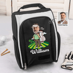 Bolsa personalizada con foto de personaje de dibujos animados para zapatos de golf con nombre Accesorios deportivos con varios compartimentos Palo de golf Regalo de cumpleaños para los amantes de los 