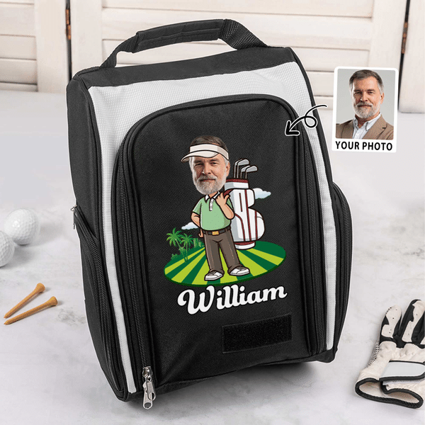 Personalized Cartoon Character Photo Golf Shoes Bag with Name Multi-Compartment Sports Accessories Golf Club Birthday Gift for Golf Players Lovers