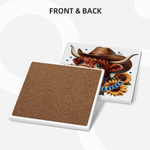 Tasse à café personnalisée Highland Cow Sunflower Multicolor 11/15 oz avec nom et sous-verre Usage quotidien Cadeau de la fête de l'indépendance américaine pour les Américains