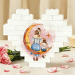 Personalised Love Heart Cartoon Character Moon Building Brick with Name Mother's Day Gift for Mother