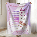 Personalizzato Dio dice che sono nascita fiore farfalla morbida coperta con nome compleanno anniversario regalo per la famiglia amici