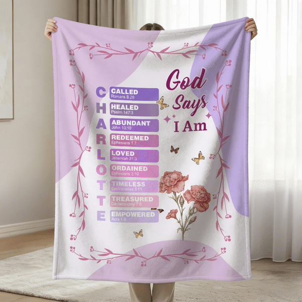 Personalizzato Dio dice che sono nascita fiore farfalla morbida coperta con nome compleanno anniversario regalo per la famiglia amici