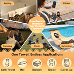 Personalised Leopard Print Cute Cartoon Characters Oversized Quick Dry Beach Towel with Name Beach Party Birthday Gift for Woman Best Friend