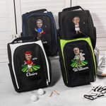 Bolsa personalizada con foto de personaje de dibujos animados para zapatos de golf con nombre Accesorios deportivos con varios compartimentos Palo de golf Regalo de cumpleaños para los amantes de los 