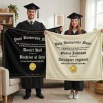 Personalisierte Graduierung Zertifikat Design Throw Decke mit Namen und Schulnamen Graduierung Geschenk für High School College Absolventen