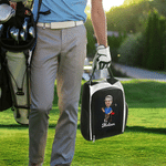 Bolsa personalizada con foto de personaje de dibujos animados para zapatos de golf con nombre Accesorios deportivos con varios compartimentos Palo de golf Regalo de cumpleaños para los amantes de los 