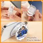 Personalized Cartoon Racing Elements Photo Acrylic Magnetic Phone Grip Stand Holder with Name Birthday Gift for F1 Fans Motorsports Enthusiasts