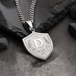 Personalizado Laurel Corona Escudo Colgante Collar con Inicial y Nombre Exquisita Joyería Día del Padre Cumpleaños Regalo para Papá Novio Esposo