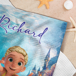 Personalised 3D Cartoon Character Ocean Animals Absorbent Waffle Towel with Hanging Clip Birthday Sports Gift for Family Friends Kids