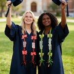 Personalised Polka Dot Bow Rhinestone Two-Coloured Braided Graduation Ribbon Lei with Texts Graduation Party Gift for Graduates