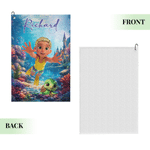 Personalised 3D Cartoon Character Ocean Animals Absorbent Waffle Towel with Hanging Clip Birthday Sports Gift for Family Friends Kids