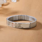 Braccialetto elastico di allarme medico di emergenza personalizzato da uomo con testo inciso Regalo di compleanno per pazienti affetti da epilessia, diabete e allergie