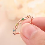 Personalized 1-6 Vines Flowers Birthstones Sterling Silver Ring Dainty Jewelry Birthday Anniversary Mother's Day Gift for Women