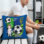 Personalised Cartoon Soccer Character Graffiti Design Soft Cushion Cover with Name Home Decor Game Day Team Gift for Soccer Player Lover