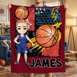Personalisierte Multicolor Cartoon Charakter Basketball weiche Decke mit Namen und Nummer Home Decor Team Geburtstag Geschenk für Basketball-Liebhaber