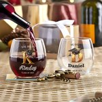 Tapa de Graduación Personalizada Golden Initial 15 oz Stemless Copa de Vino con Nombre y Texto Regalo de Graduación para Graduados