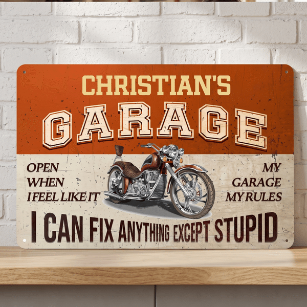 Personalized Vintage Garage Car Motorcycle Hang Ornament with Name Father's Day Birthday Gift for Father Grandfather