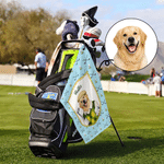 Personlig søt golf kjæledyrfoto superabsorberende vaffelsportshåndkle med navn og hengende klips Game Day bursdagsgave til golfspillere kjæledyrelskere