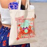 Personalized Raccoon Goose Summer Vibes Large Capacity Canvas Bag with Name Vacation Travel Birthday Gift for Best Friend Mom Sister