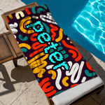 Personalized Abstract Graffiti Design Oversized Quick Dry Beach Towel with Name Birthday Beach Party Gift for Friends Family