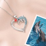 Personalizado 1-7 Birthstones Corazón Dolphin Zircon Collar con nombres grabados Joyería Exquisita Cumpleaños Día de la Madre Regalo para Mujeres Mamá Esposa
