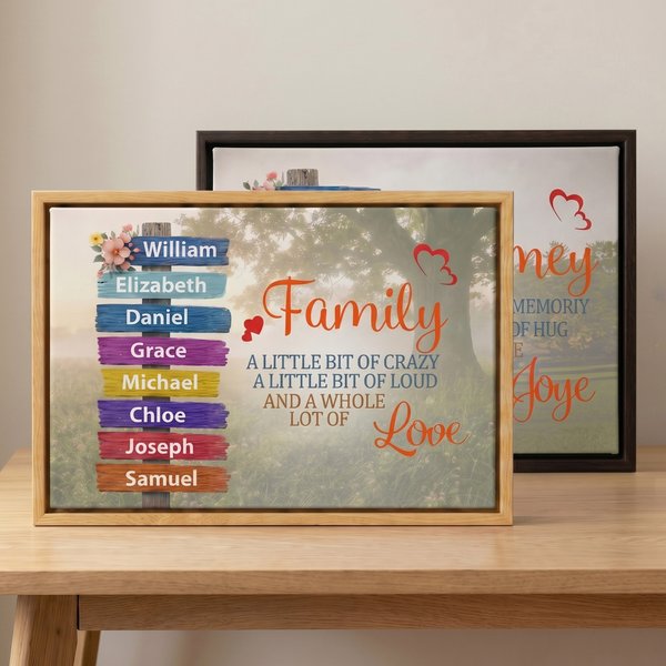 Personalised Family Lot of Love Signpost Canvas Prints with 2-10 Names Home Decor Home Decor Birthday Gift for Family