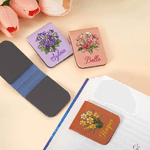 Henkilökohtainen Syntymä Flower Magneettinen PU Nahka Kirjanmerkki Clip nimi Reading tarvikkeet Syntymäpäivä lahja kirjan ystäville