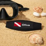 Personalized Embroidered Scuba Dive Flag Mask Strap Cover Name Diving Accessory Daily Use Birthday Gift for Scuba Divers Diving Enthusiasts