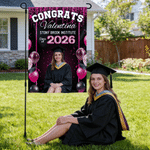 Personalised Multi-Colour Photo Garden Flag with Name and Year Garden Decoration Graduation Gift for Graduate