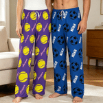 Personalized Multicolor Ball Soft Pajama Pants with Name World Cup Birthday Gift for Woman Man Kid