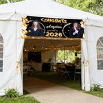 Personalized Balloons Graduation Photo Glittery Banner with Name and School Name Graduation Ceremony Party Gift for Class of 2026 Graduates