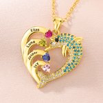 Personalizado 1-7 Birthstones Corazón Dolphin Zircon Collar con nombres grabados Joyería Exquisita Cumpleaños Día de la Madre Regalo para Mujeres Mamá Esposa