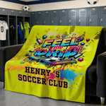 Coperta morbida personalizzata Feel the Drip Soccer Pattern con nome Home Decor Regalo di compleanno del club di calcio per gli amanti del calcio