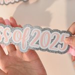 Personalised Polka Dot Bow Rhinestone Two-Coloured Braided Graduation Ribbon Lei with Texts Graduation Party Gift for Graduates