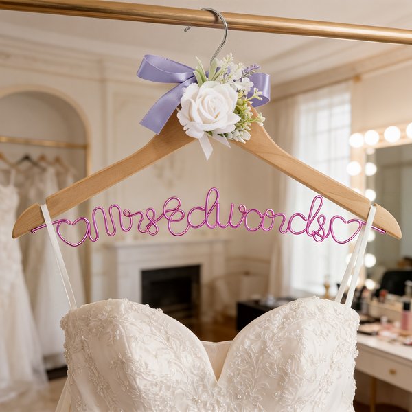 Personalizzato fiocco fiore alluminio filo di legno gancio con nome Dressing Room Decor matrimonio doccia nuziale regalo per la sposa damigella d'onore